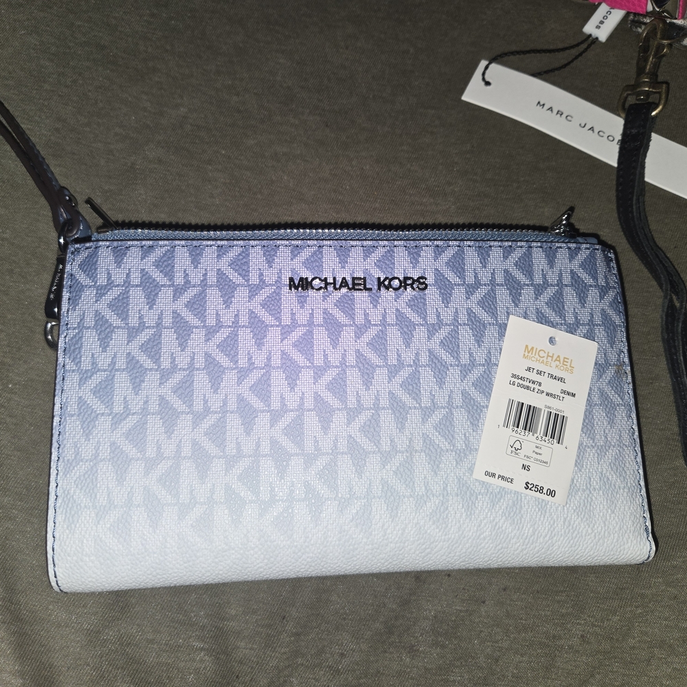 Michael Kors Blue and White Ombre Wristlet